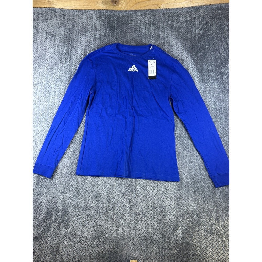 Adidas Amplifier Shirt Womens Small Blue LS Logo Cotton Athletic EK0321
